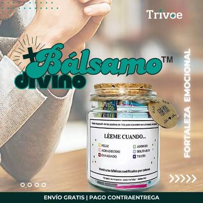 Bálsamo Divino™ - hermoso frasco + 90 versículos + caja con listón dorado tipo regalo